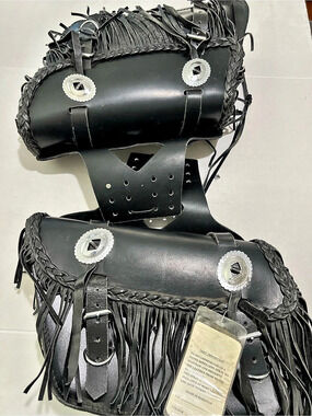 UNIK Black Leather Motorcycle Saddlebag NWT